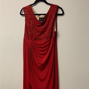 Connected Apparel Red Lace Midi Dress